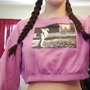 Pink crop astronaut sweater